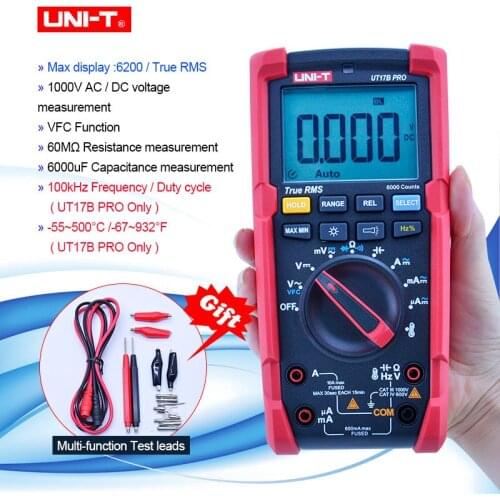 UNI-T UT15B Pro UT17B Pro True RMS Auto Range Digital Multimeter Anti-burn VFC Hz Capacitor Resistor Electrician Multi Meter