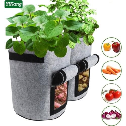 10-4Gallon Plant Grow Bag Tomato Potato Strawberry Vertical Herb Growth Pots Breathable for Garden Greenhouse Planting Tools