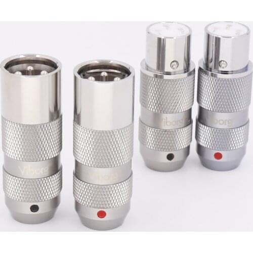 High Quality 4Pieces Viborg 99.998% pure copper rhodium plated XLR Connector Plug Audio Cable Balance 3Pin