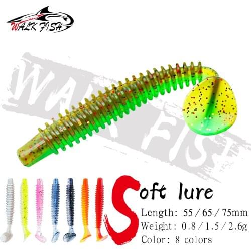 WALK FISH 50PCS/Lot Impact Ring Shad Fishing Lure Soft 5mm 65mm 75mm Plastics Baits Swimbait Jigging Lure Artificial Baits