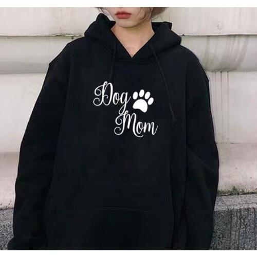 Dog Mom Printing Hoodies Woman Fleece Woman Sweatshirt Plus Size Hooded Jumper