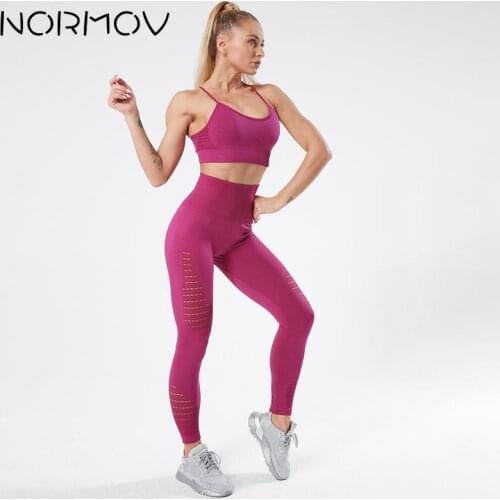 NORMOV 2020 Womens Yoga Set Seamless Sportswear 2-Piece Gym Yoga Clothes Sports Bra + Leggings Running Wear Skinny Sports Set