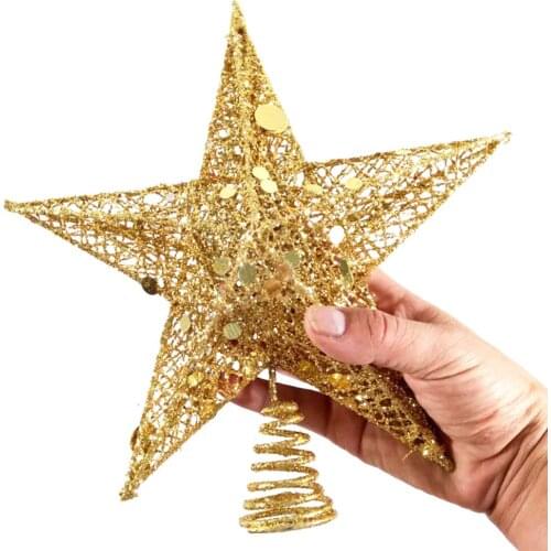 20cm Gold Glitter Metal Tree Star Great Design for Average Large Christmas Trees Topper Star Tree Topper Christmas Decoration