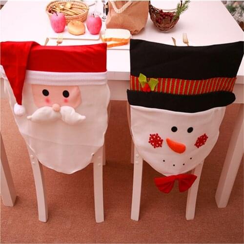 1pc Christmas Chair Hats Santa Snowman Shape Christmas Dining Dinner Table Chair Back Cover 2020 Xmas Home Decor Navidad 3