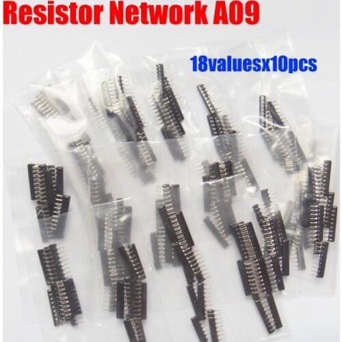 18valuesx10pcs=180pcs 9P Resistor Network A09 Resistor 2.54mm 9 Pin Respack-9