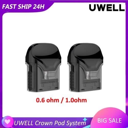 2Pcs/Pack Original Uwell Crown Pod Refillable Pod 3ml 2ml 0.6ohm(DTL) 1.0ohm(MTL) for Crown Pod System Kit