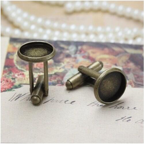 20pcs Antiqued Bronze Cufflinks 14mm Round Blank Settings Cuff Links #22698