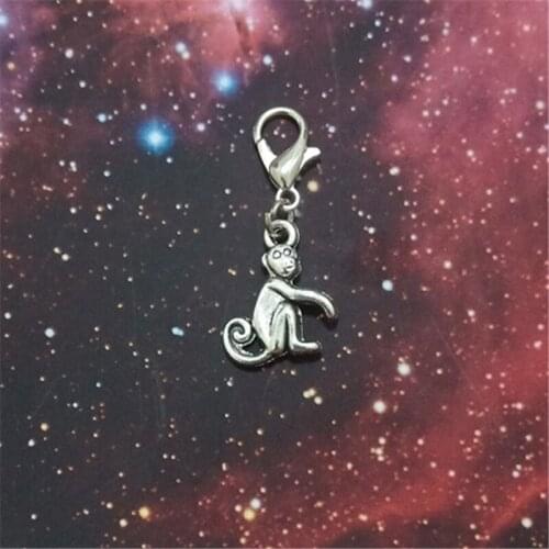 3 Pcs Monkey Antique Silver Color Monkey Clip on Charm Perfect for Necklace and Bracelets, Cartoon Monkey Pendant Charm