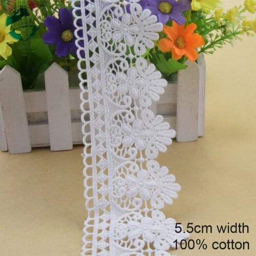 3yards 5.5cm Cotton embroid lace sewing ribbon guipure lace african lace fabric trim warp knitting DIY Garment Accessories#3759