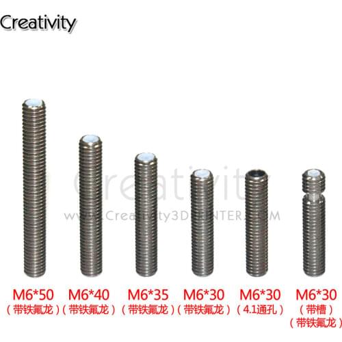 Creativity 5pcs/lot For Makerbot MK8 1.75mm Filament Stainless Steel With PTFE Tube M6*30mm 3D Printer Throat parts