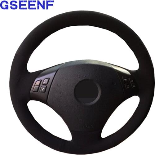 Car Steering Wheel Cover For BMW E90 E91(Touring) 2005-2011 320d 325i 335i X1 E84 Black Hand-stitched Comfortable Suede