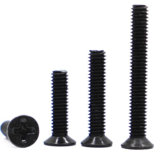 10-50pcs Black Flat Head Screw M1 M1.2 M1.4 M1.6 M2 M2.5 M3 M4 M5 Mini Micro Computer Small Phillips Cross Bolt Notebook Screws