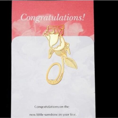 DHL Free Shipping 300 Pieces Metal Gold Rose Bookmarks