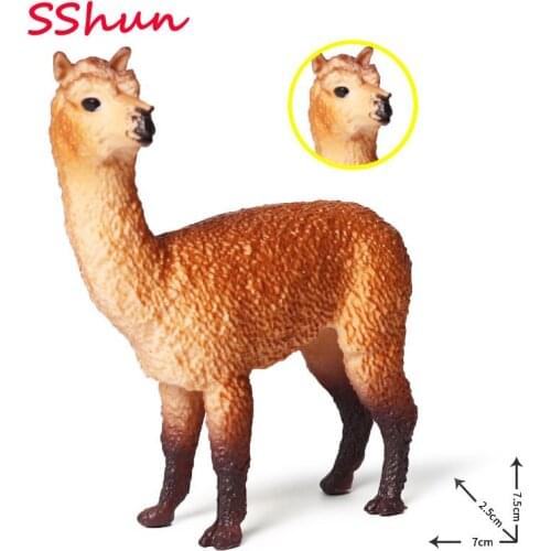 Simulation of wild animal solid static alpaca model female alpaca grass mud horse plastic childrens toy figure decoration