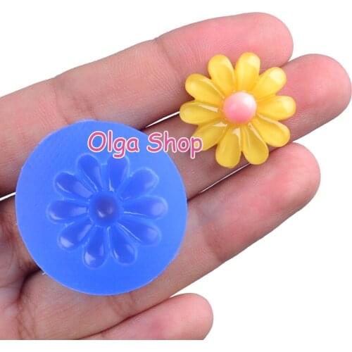 HYL407 20.6mm Classic Flower Silicone Mold Fondant Cake Decoration Craft Resin Clay Art Candy Chocolate Earrings Necklace Rings