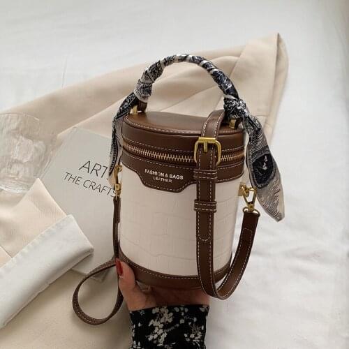 Small PU Leather Bucket Crossbody Bag For Women 2021 Designer Branded Shoulder Handbags and Purses Female Travel Totes