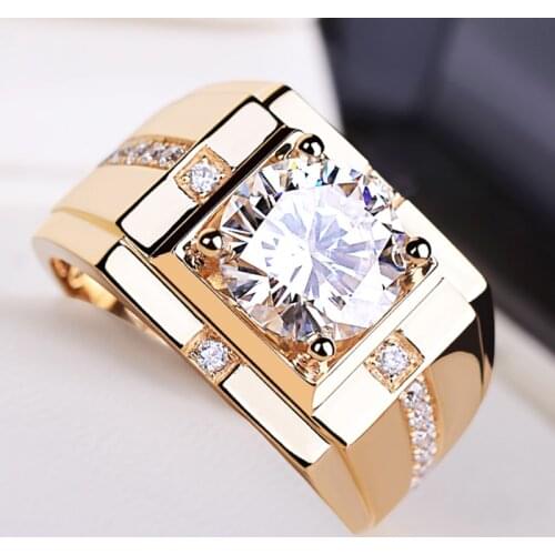 Designer original sterling silver 925 big diamond rings for men luxury exquisite engagement gift charm rose gold jewelry