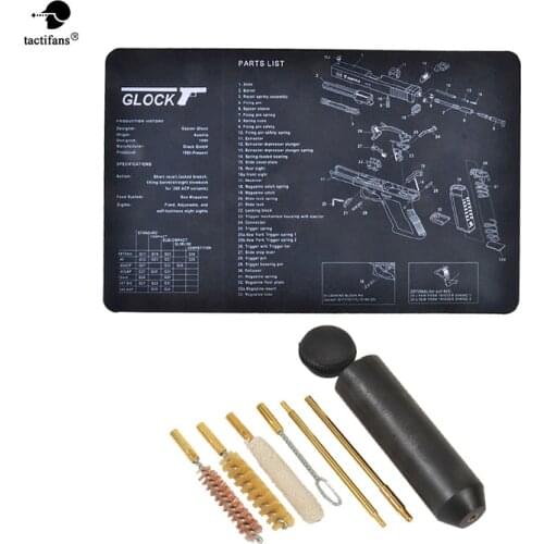 TACTIFANS Handgun Cleaning Combo .38/357/9mm Caliber Handgun Cleaning Kit, Handgun Cleaning Mat Rubber Carpet Gun Cleaning Bench