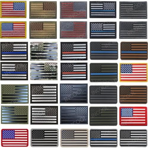 Embroidered Patches US Flags Reflective American Flag United States Tactical Military Patch PVC Rubber Embroidery Badges