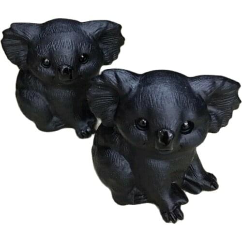 Natural obsidian craves quartz crystal koala healing figurines