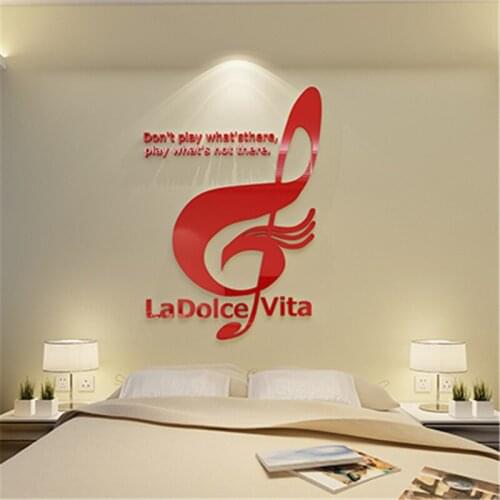 2016 New Handmade DIY Jigsaw Puzzle Home decor wall stickers elegant musical note Creative Crystal acrylic 3D sticker Decals Art