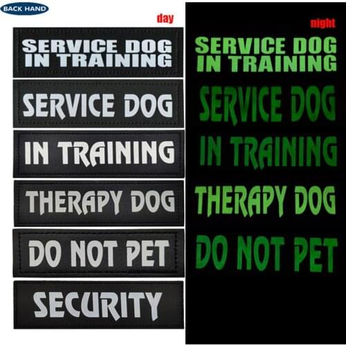 Service Dog in Training Therapy Dog Security Patches Glow in the Dark Emblem Applique for Working Pet Harness and Vest Sticker