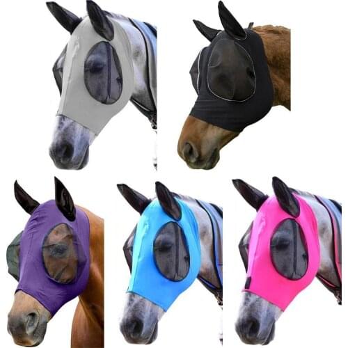 Paard Fly Masker Ademend Anti Muggen Vliegen Elastische Gezicht Care Met Cover Paard Paard Oren Bescherming Masker N3Z7