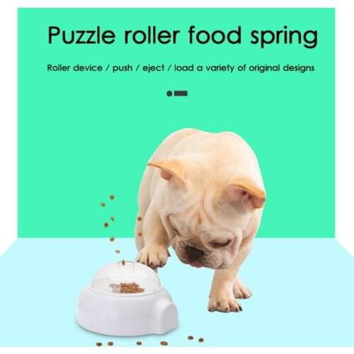 Pet Cat Dog Bowl Automatic Feeder Bowl Slow Food Feeding Container Supplies Feeding Supplies Small Dog Supplies, White
