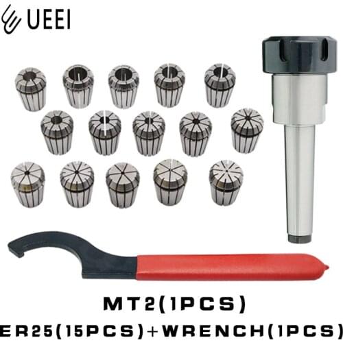 ER25 Spring Clamps 15PCS MT2 ER25 M12 1PCS ER25 Wrench 1PCS Collet Chuck Morse Holder Cone For CNC Milling Lathe tool