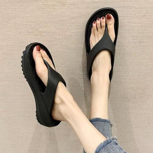 Home Flip-Flops Summer 2021 Solid Color One-Piece EVA Totem Clip Feet For Men Women Casual Non-Slip Beach Slippers Y