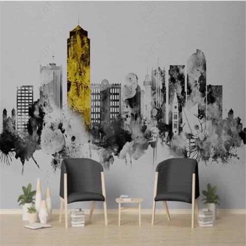Nordic Minimalist Abstract Ink City Architecture Mural Wallpaper for Living Room TV Sofa Background Wall Paper Home Decor