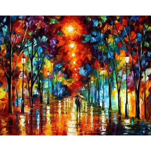 Modern art landscape night park palette knife oil painting High quality Hand painted home decor