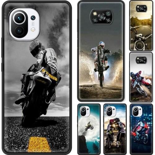 Moto Cross motorcycle sports Phone Case For MI 11 Ultra 10T 9T 10 Pro 9 SE 8 Lite Funda Black Cover for Xiaomi Mi 11X Pro Shell