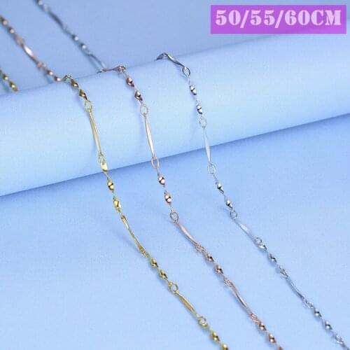 LoPaulina Super Long Twisted Chain Necklace 50cm/55cm/60cm Length 1.0mm Elegant Woman 925 Silver Jewelry GSC25