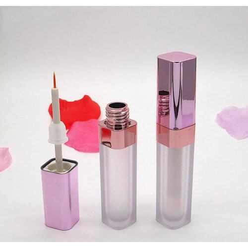 1 PCS 6.5ml Lip Gloss Tubes Empty Lip Glaze Bottle Square Eyeliner Tube Pink Cap Lip Stick Cosmetic Packing DIY Container
