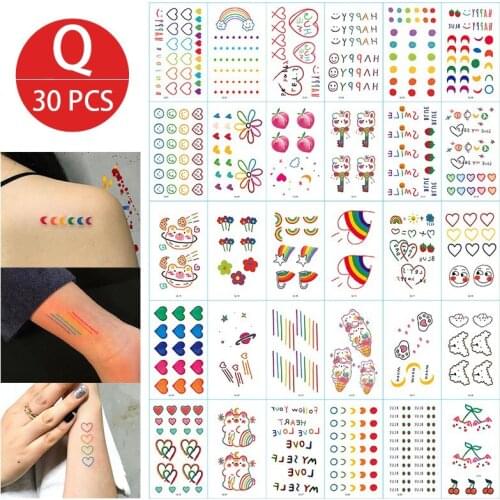Waterproof Temporary Tattoo Stickers Woman Bright Cute Kids Fake Tattoo On Body Face Hand Long Lasting Tattoo Sticker Letters