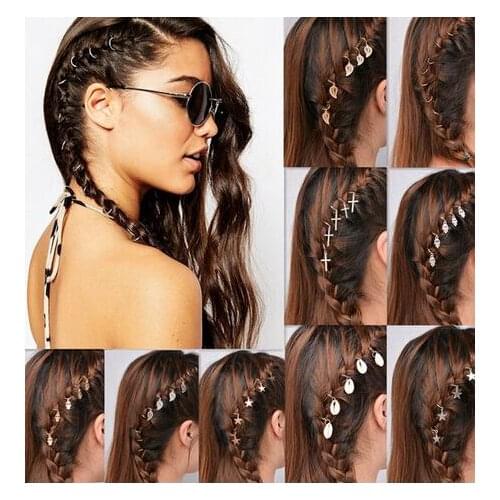 2018 New Hair Braided Ring Circle Leaf Shell Clip Hairpin Jewelry Design Dreadlock Hoop Circle Hair Accessories