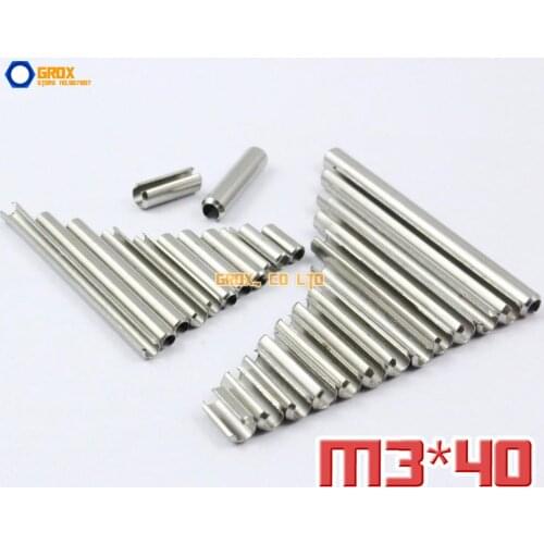 100 Pieces M3 x 40mm 304 Stainless Steel Slotted Spring Tension Pin Sellock Roll Pin