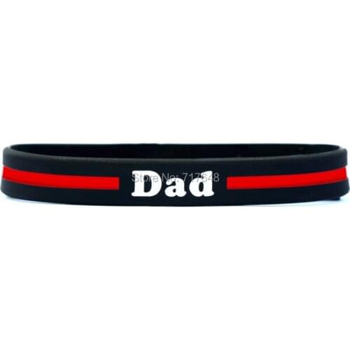 100pcs Dad Thin Red Line wristband silicone bracelets free shipping by ePacket A
