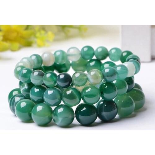 2018 Hot Sale Cheap Price 7.5" Green Agata Bracelet 6mm 8mm Round Beaded Natural Real Gems Stones Elastic Bracelet For Women Men