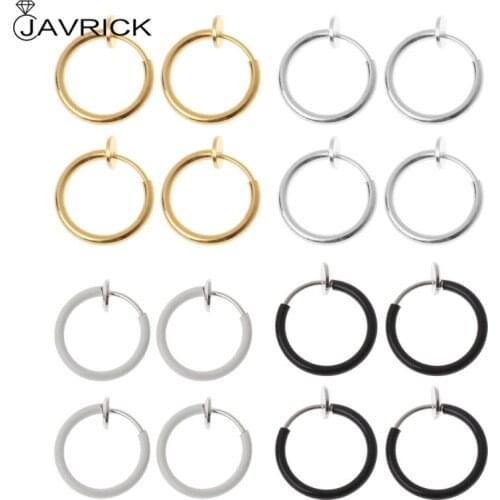 4Pcs Clip on Fake Earrings Hoop Non-pierced Nose Rings Lip Ear Clip Body Jewelry