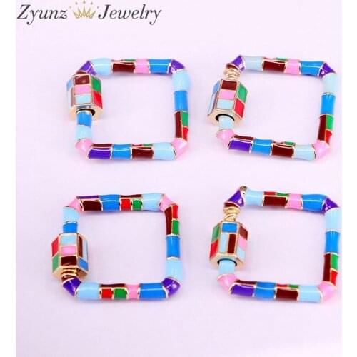 6PCS, 23*26mm, Multicolor enamel clasp, colorful enamel screw clasp,rectangle carabiner clasp, fashion jewelry accessories