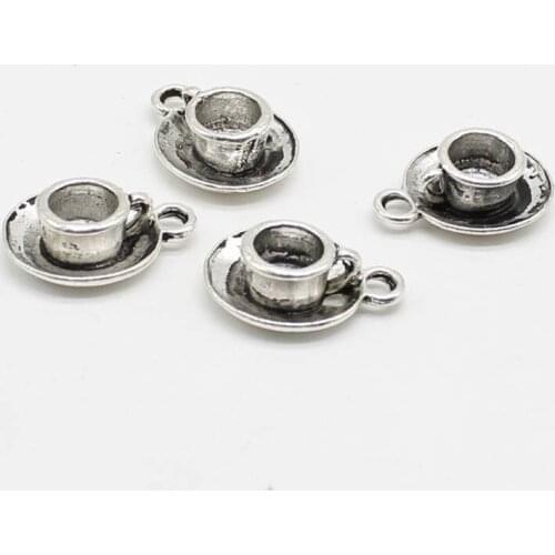 6pcsDIY Jewelry Accessories Teacup Coffee Cup Alloy Pendant Vintage Alloy Pendant Wholesale