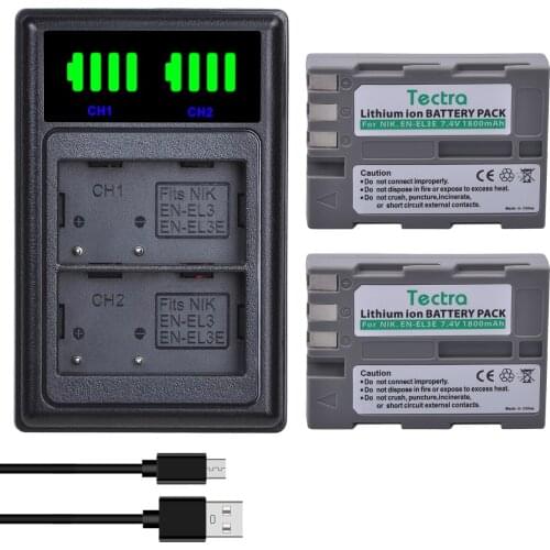 1800mAh EN-EL3e EN EL3e ENEL3e EL3E Li-ion Batteries and Dual Charger for Nikon D30 D50 D70 D70S D90 D80 D100 D200 D300 D300S