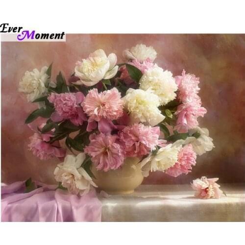 Diamond Embroidery Pink Flowers Diamond mosaic peonies DIY Square Stick Drill Drawing Resin Craft Painting Rhinestone ASF149