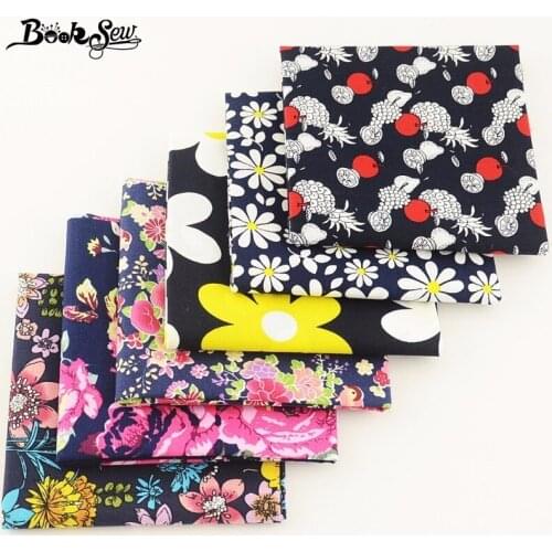 Booksew 100% Cotton Poplin Fabric Flora And Fruit 6PCS/lot Fat Quarter Bundle Tissue Tecido For Craft Shirt Girl Dress Clothing