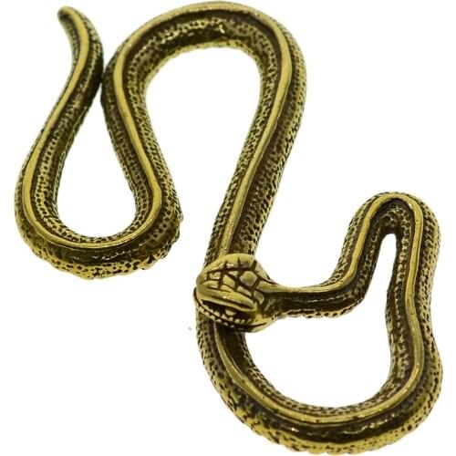 Handmade super fine antique raw brass 3D cobra naja snake Japanese fishhook keychains jean chains belt hook lanyard DIY