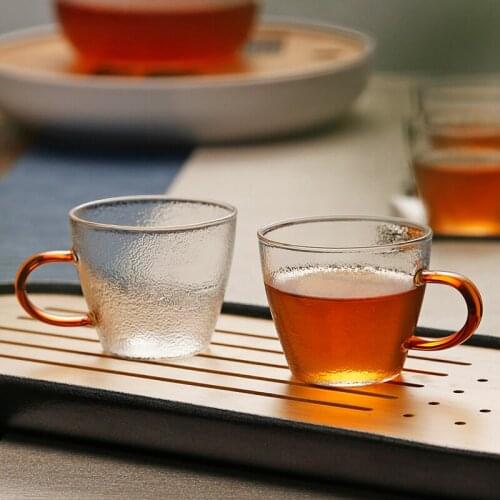 Cup heat resistant glass with handle small tea cup drinking cup Kung Fu tea set tea cup bowl Japanese Master Cup Home