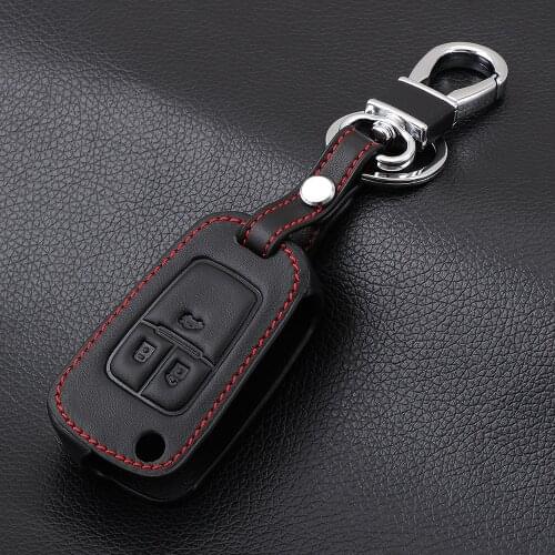 Genuine Leather car key cover case set keychain For Chevrolet Cruze 2013 Spark Onix Silverado Volt Camaro Aveo Sonic 3 Buttons