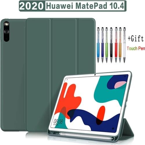 Flip case For 2020 Huawei MatePad 10.4 silicone case with pencil holder For MatePad 10.4 BAH3-AL00 BAH3-W09 TPU Smart cover case